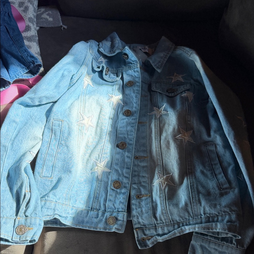 Lola + The Boys Light Blue Jean Jacket with White Stars
